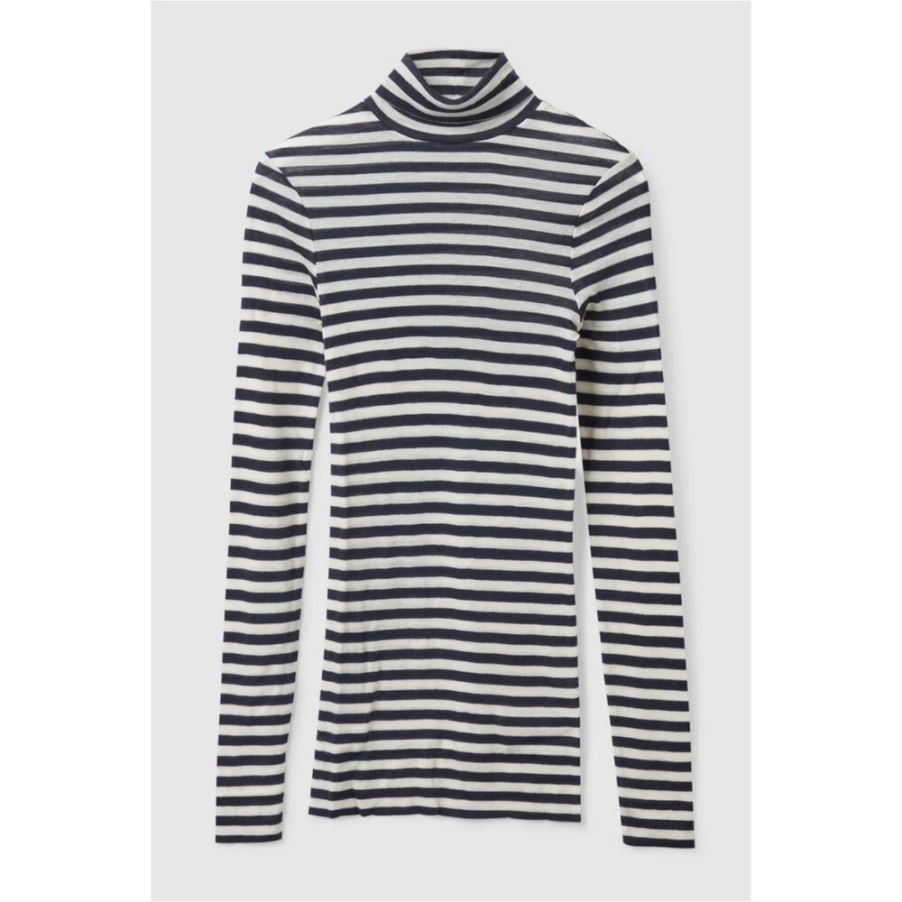 COS Merino Wool Striped Turtleneck Top
